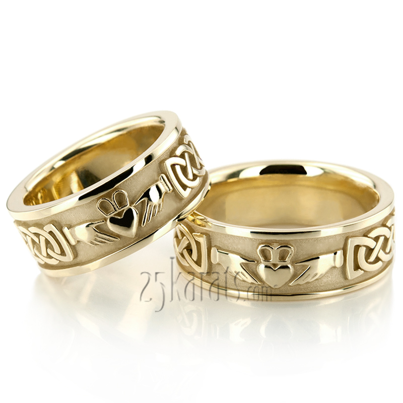 Claddagh Celtic Knot Wedding Ring Set