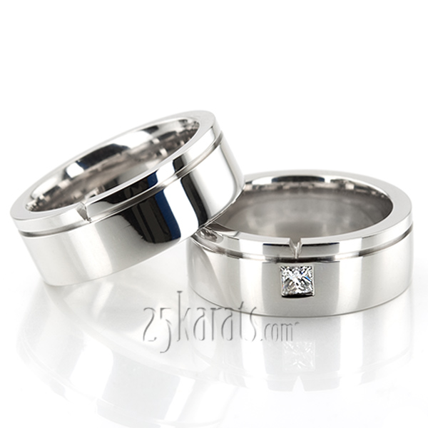 Single Step Edge Wedding Band Set