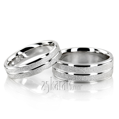 Stylish Carved Design Wedding Ring Set