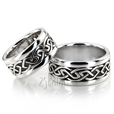 Classic Handcrafted Celtic Wedding Ring Set