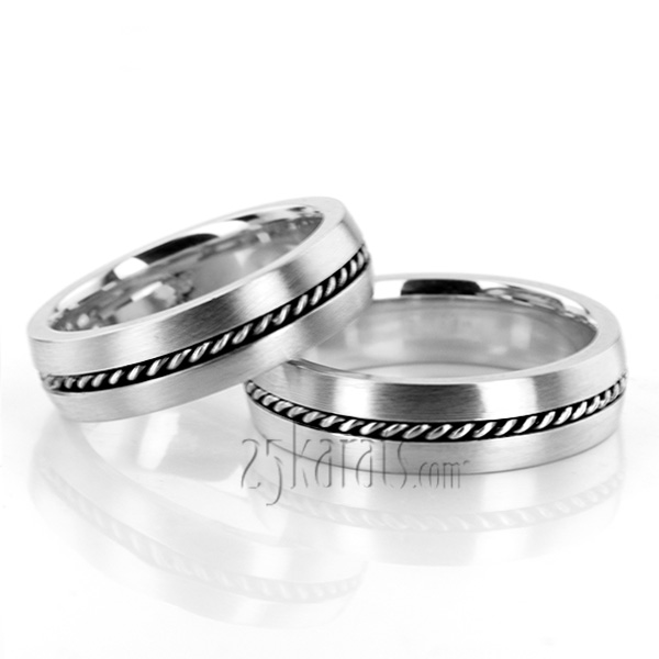 Braided Handcrafted Wedding Band Set