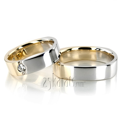 Square Two-Tone Wedding Ring Set