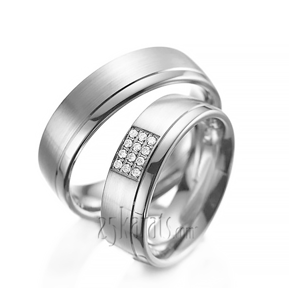 Pave Set Diamond Wedding Ring Set