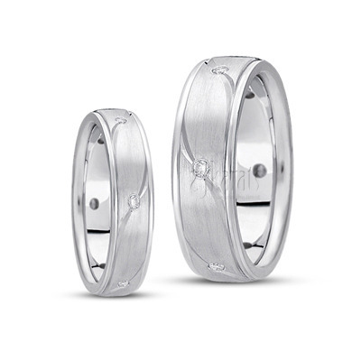 Wavy Cut Diamond Wedding Ring Set