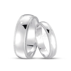 Dome Milgrain Comfort Fit Wedding Band Set