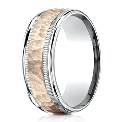 Benchmark Two-Toned 8mm Comfort-Fit Hammer Finish Design Band