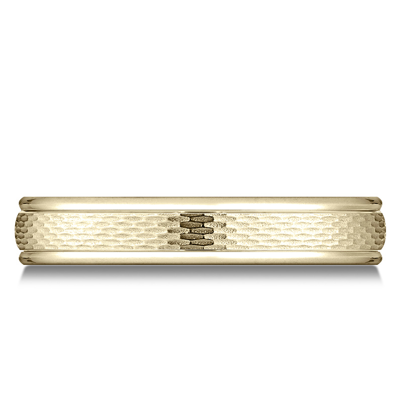 14K yellow gold 7.5mm. diamond cut Benchmark-Comfort-Fit-Round-Edge-Mesh-Center- - alternate view 6