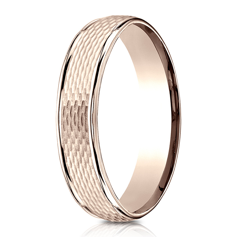 14K pink gold 7.5mm. diamond cut Benchmark-Comfort-Fit-Round-Edge-Mesh-Center- - alternate view 7
