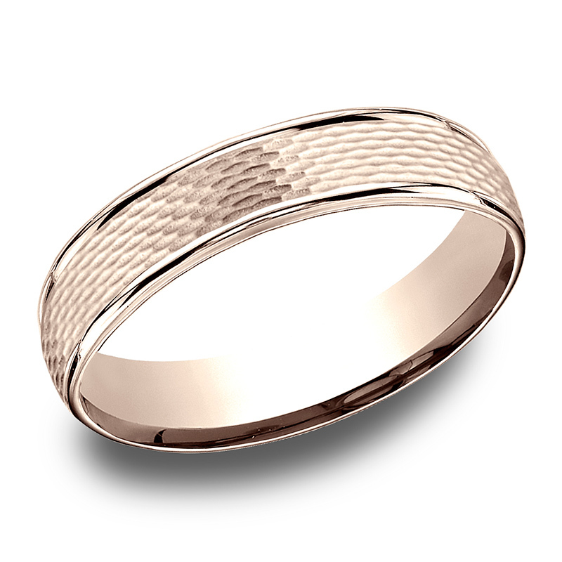 14K pink gold 7.5mm. diamond cut Benchmark-Comfort-Fit-Round-Edge-Mesh-Center- - alternate view 8