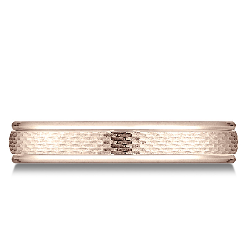 14K pink gold 7.5mm. diamond cut Benchmark-Comfort-Fit-Round-Edge-Mesh-Center- - alternate view 9