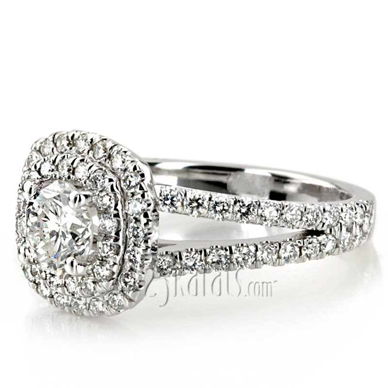 14K white gold Split Shank Two Tier Halo Engagement Ring (3/4 ct. tw.) - alternate view 14