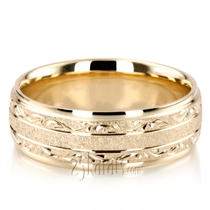 Exclusive Floral Design Wedding Band - FC100364 - 14K Gold