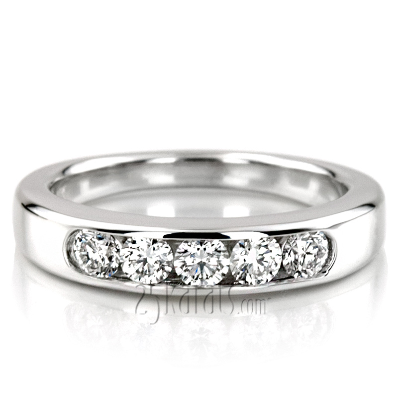14K white gold Brilliant Round 5 Stone Channel Set Woman Diamond Ring (3/4 ct. tw.) - alternate view 5