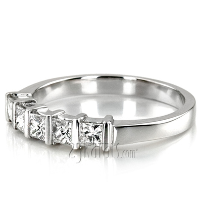 5 Stone Contemporary Bar Set Princess Cut Women Diamond  Ring (3/4 ct. tw.) thumbnail 6
