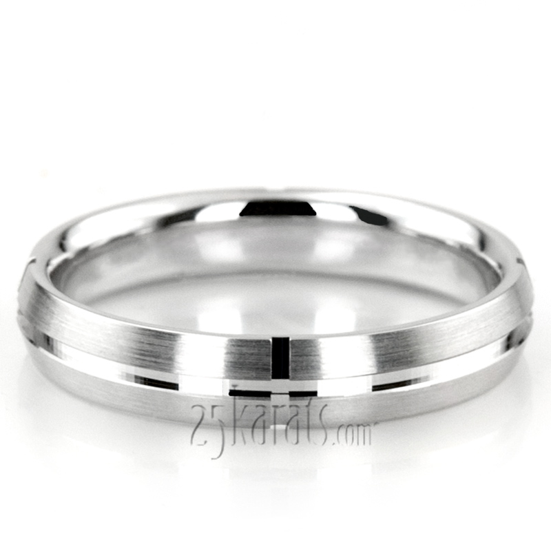 Exclusive Beveled Carved Design Wedding Band  - view 6