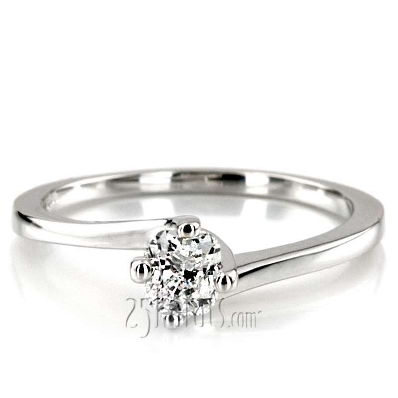 18K white gold By Pass Prong Set Solitaire Diamond Engagement Ring - alternate view 7