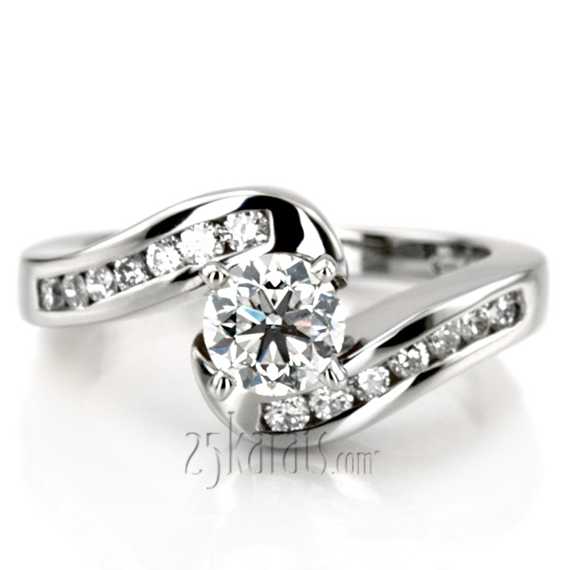 14K white gold By Pass Designer Channel Set Diamond Engagement Ring (0.28ct. tw.) - alternate view 6