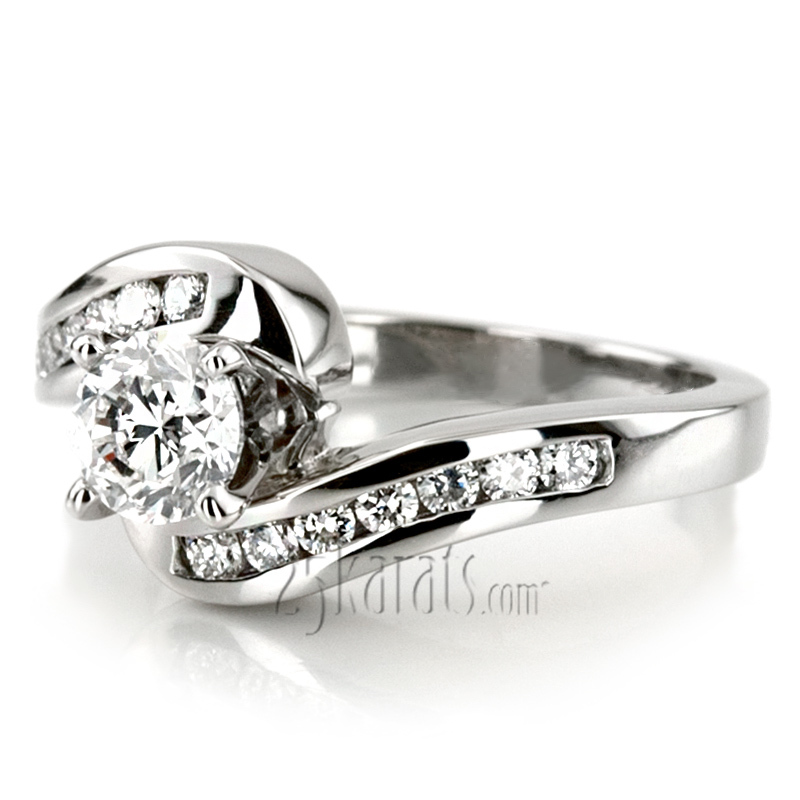 14K white gold By Pass Designer Channel Set Diamond Engagement Ring (0.28ct. tw.) - alternate view 7