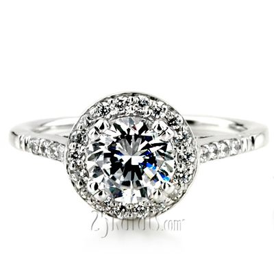 Micro Pave Halo Antique Inspired Diamond Engagement Ring (1/5 ct. t.w.)