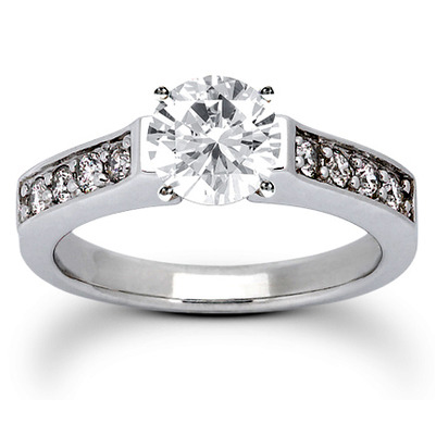 Round Cut Bead/Pave Set Diamond Engagement Ring (0.24ct.tw.)