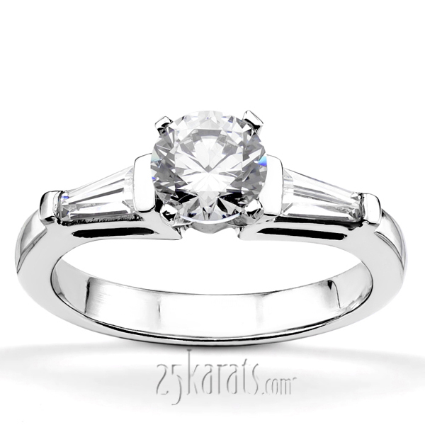 14K white gold Baguette Cut Bar Set Diamond Bridal Ring (0.44 ct. tw.) - alternate view 28