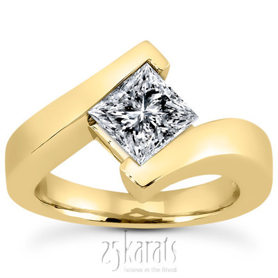 18K white gold Princess Cut Bar Set Solitaire Engagement Ring - alternate view 6