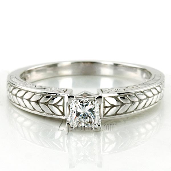 14K white gold Prong Set Solitaire Antique Diamond Engagement Ring - alternate view 26