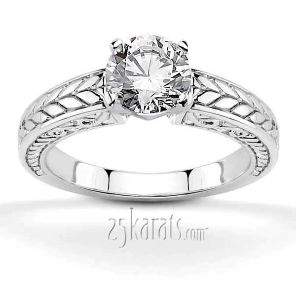 14K white gold Prong Set Solitaire Antique Diamond Engagement Ring - alternate view 27