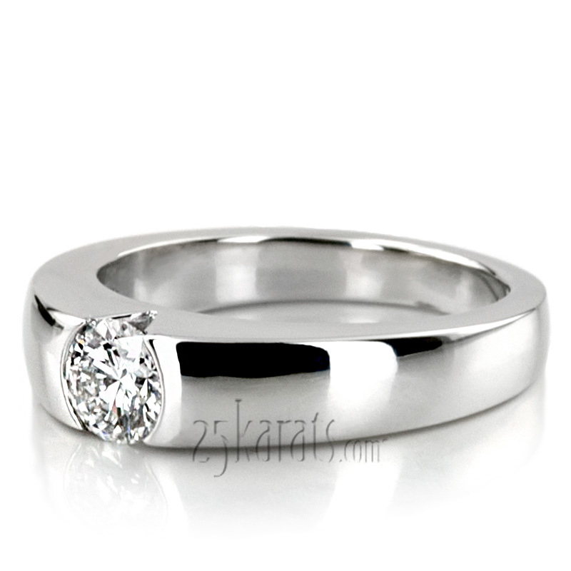 14K white gold Tension Set Solitaire Diamond Engagement Ring - alternate view 2