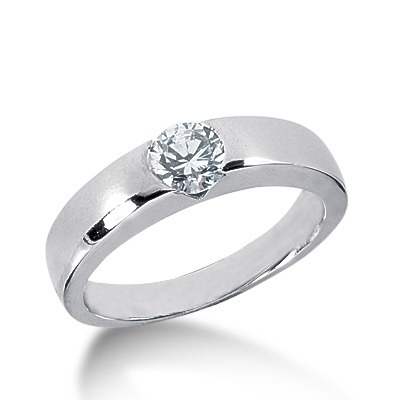 14K white gold Tension Set Solitaire Diamond Engagement Ring - alternate view 3
