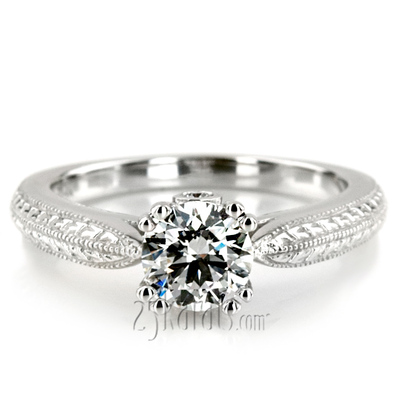 Antique Engraved Peek-A-Boo Diamond Engagement Ring  (0.05 ct. tw.) thumbnail 1