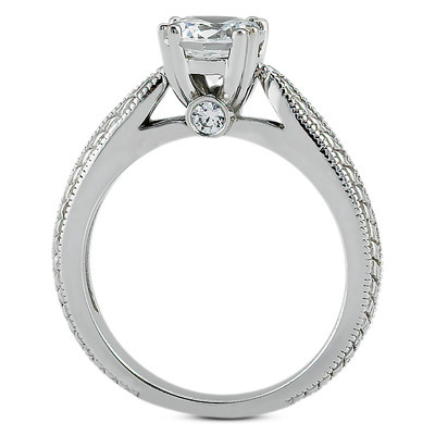 14K white gold Antique Engraved Peek-A-Boo Diamond Engagement Ring (0.03 ct. tw.) - alternate view 4