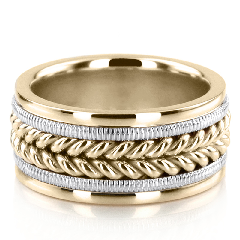 platinum 10mm. high polish hand-made-woven-wedding-band - alternate view 6