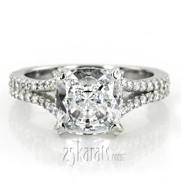 14K white gold Split Shank Pave Set Contemporary Engagement Ring (1/2 ct. tw.) - alternate view 4