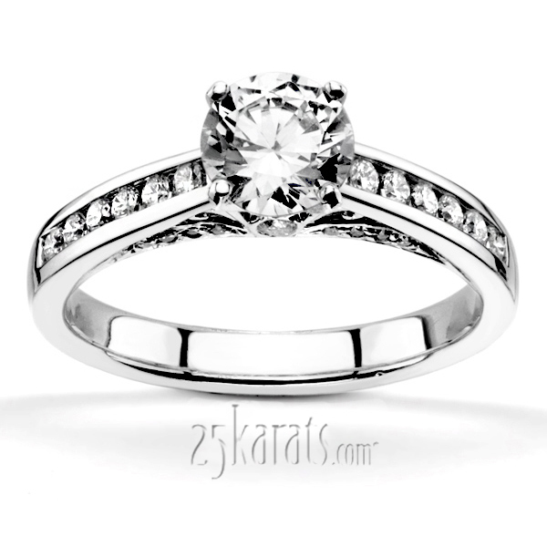 14K white gold Cathedral Channel Set Diamond Engagement Ring (1/3 ct. tw.) - alternate view 9