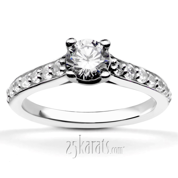 18K white gold Classic Cathedral Bead Setting Engagement Ring (0.34 ct. tw.) - alternate view 4