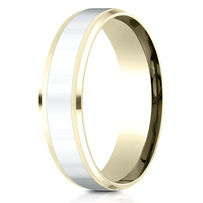 Benchmark Two Tone 6mm Comfort Fit Drop Bevel Design Band