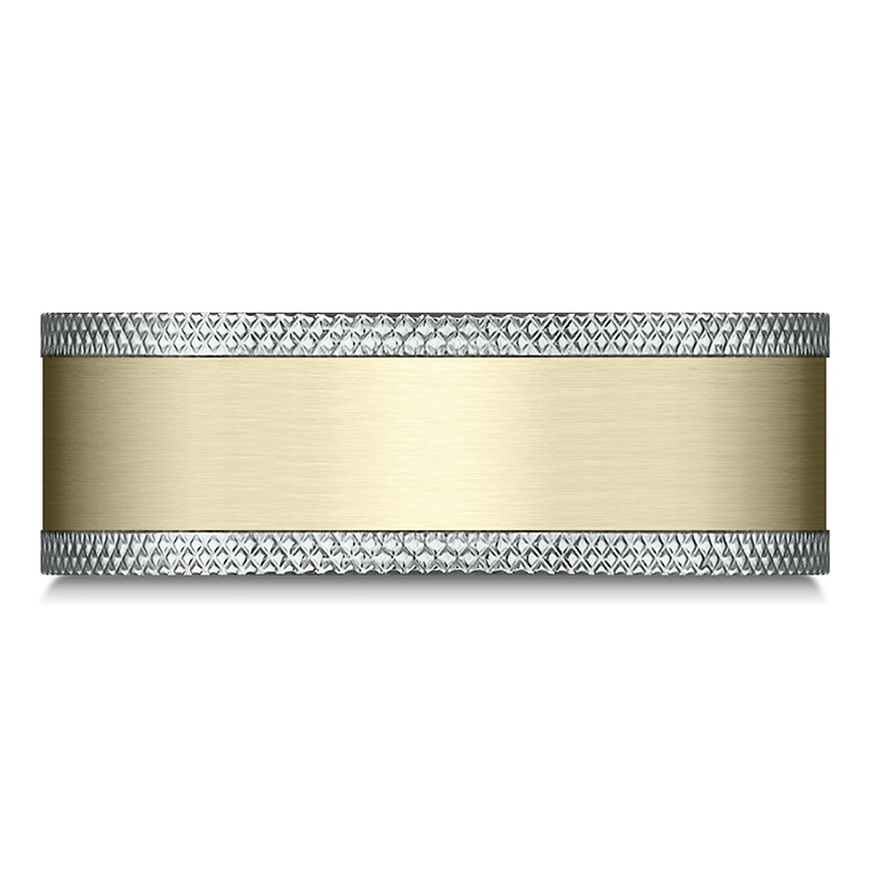 14K white gold 8mm. satin Benchmark-8mm-Comfort-Fit-Knurled-Edge-Satin-Finis - alternate view 3