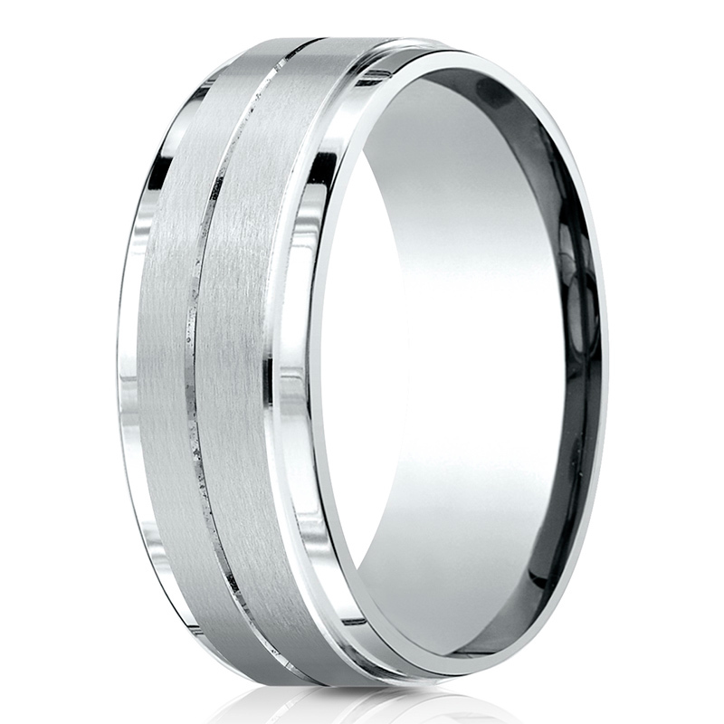platinum 8mm. satin Benchmark-8mm-Comfort-Fit-Drop-Bevel-Satin-Finish- - main view