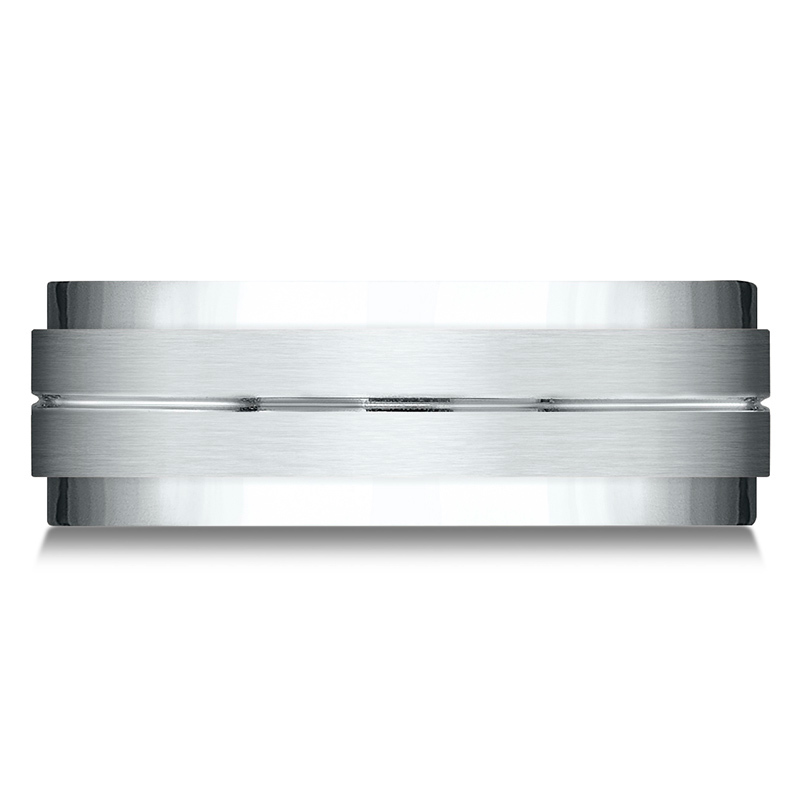 platinum 8mm. satin Benchmark-8mm-Comfort-Fit-Drop-Bevel-Satin-Finish- - alternate view 3