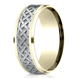 Benchmark 8mm Comfort Fit Drop Bevel Celtic Knot Design Band