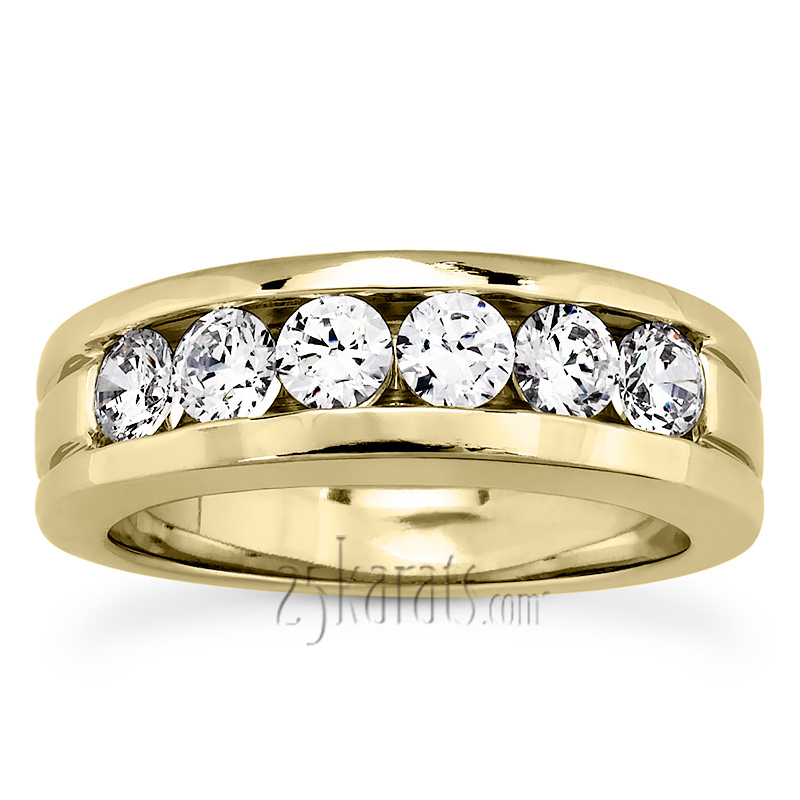 14K white gold 1.50 ct. tw. Round Cut Channel Set Diamond Men's Ring - alternate view 3