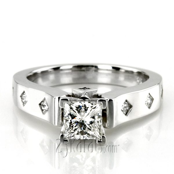 14K white gold Princess Cut Cathedral Style Diamond Engagement Ring (0.23 ct. tw.) - alternate view 23