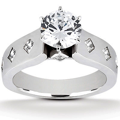 14K white gold Princess Cut Cathedral Style Diamond Engagement Ring (0.23 ct. tw.) - alternate view 25