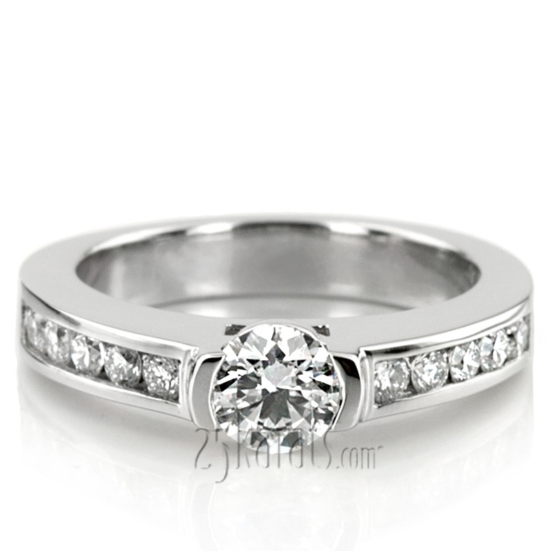 14K white gold Round Cut Channel Set Diamond Engagement Ring (0.30 ct. tw.) - alternate view 3