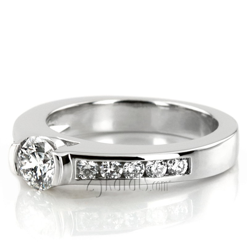 14K white gold Round Cut Channel Set Diamond Engagement Ring (0.30 ct. tw.) - alternate view 4
