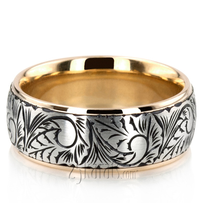 Floral Hand Engraved Wedding Ring