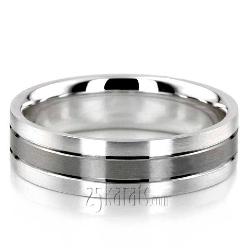 Black Center Basic Designer Wedding Ring 