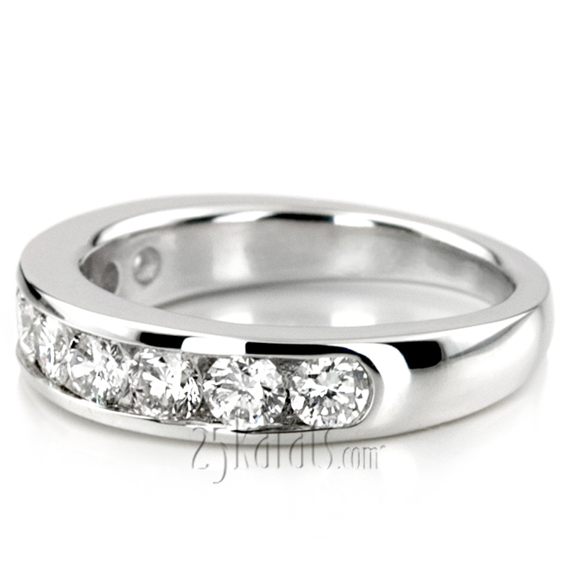 14K white gold Brilliant Round 9 Stone Channel Set Diamond Anniversary Ring (1.00 ct. tw.) - alternate view 8