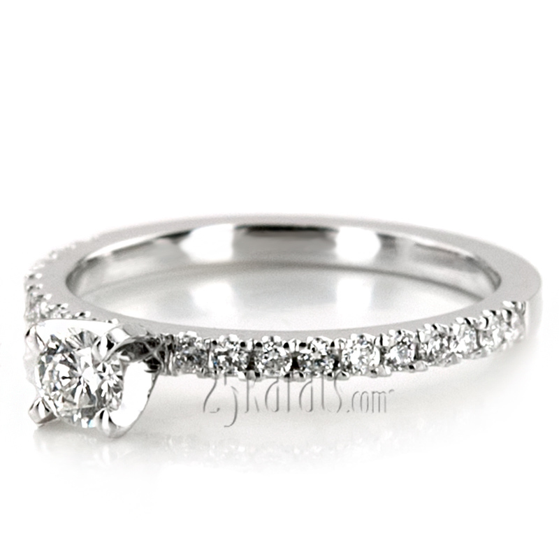 14K gold Pre-Set 14k Gold Pave Set Diamond Engagement Ring (3/8 ct. tw. GH/SI) - alternate view 8